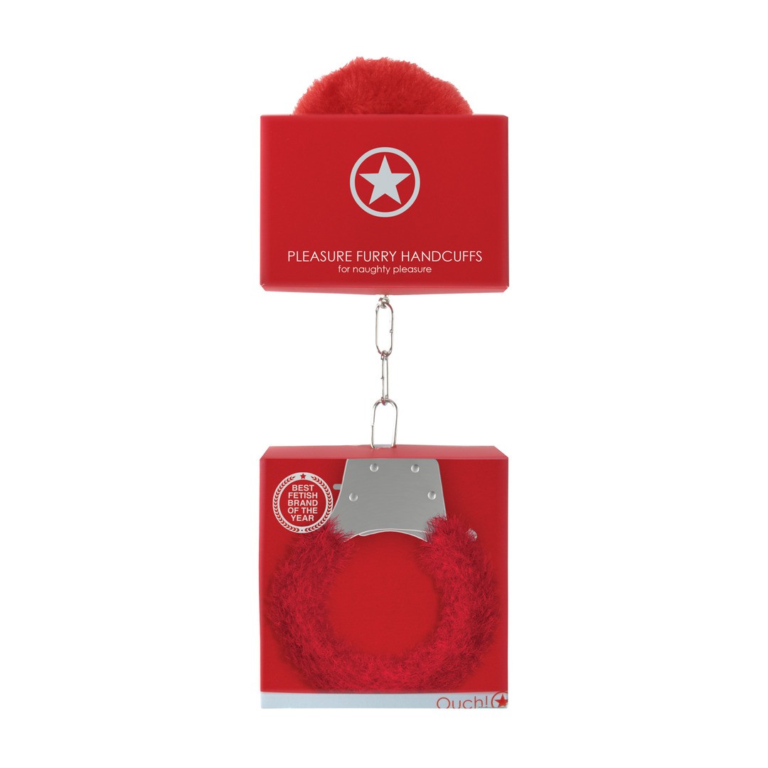 ALGEMAS COM PELUCHE PLEASURE FURRY HANDCUFFS VERMELHAS - Lust Sexshop