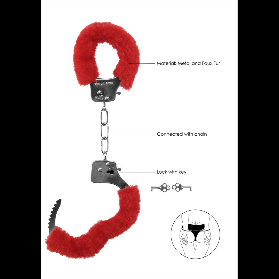 ALGEMAS COM PELUCHE PLEASURE FURRY HANDCUFFS VERMELHAS - Lust Sexshop