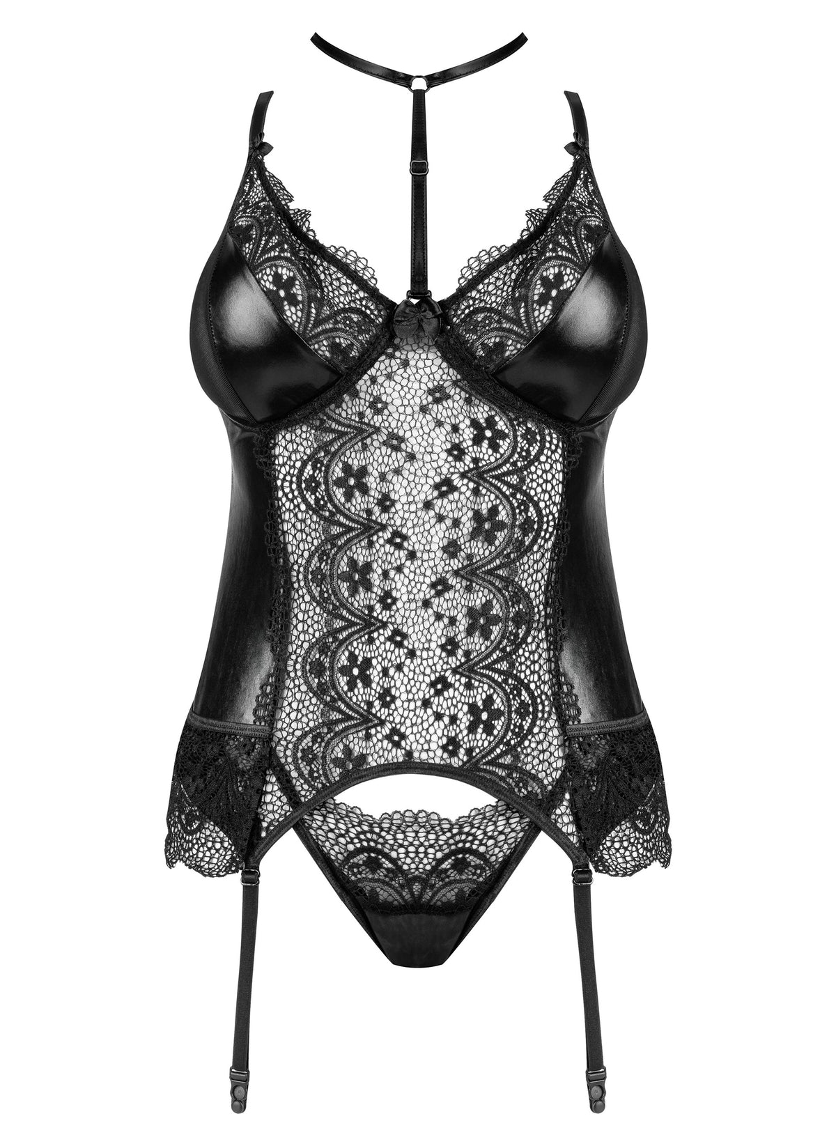 CORPETE E TANGA NOIR FANTASY BEAUTY NIGHT FASHION PRETO