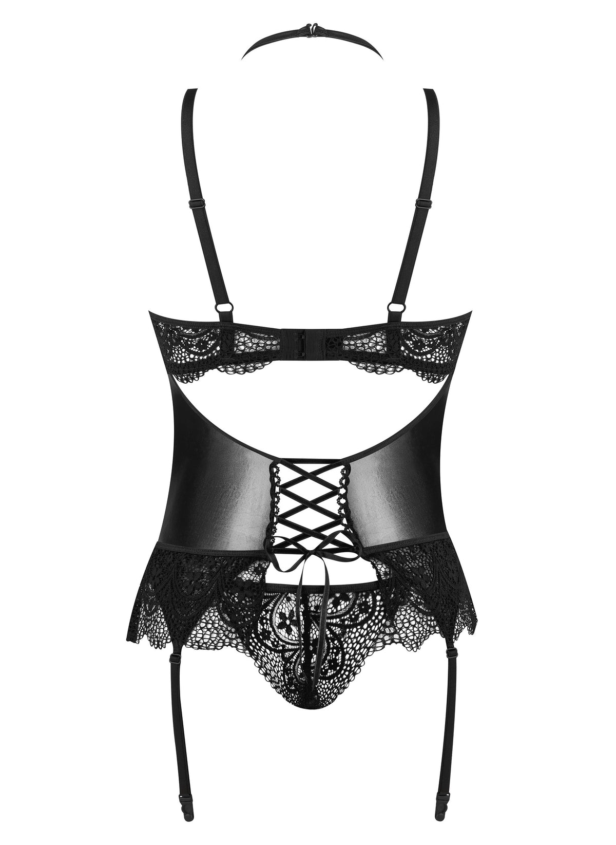 CORPETE E TANGA NOIR FANTASY BEAUTY NIGHT FASHION PRETO
