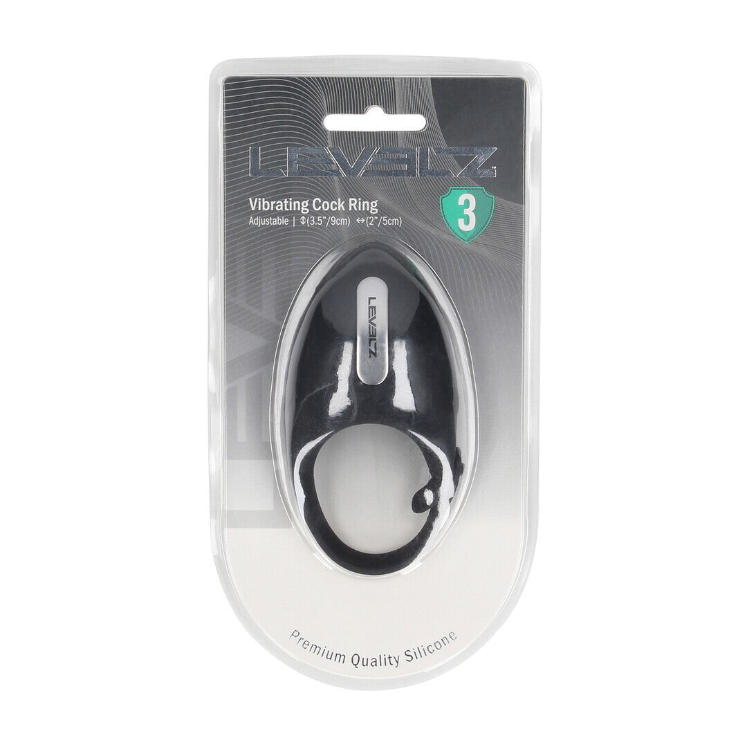 ANEL VIBRATÓRIO E AJUSTÁVEL PARA O PÉNIS EM SILICONE PRETO LEVELZ - Lust Sexshop