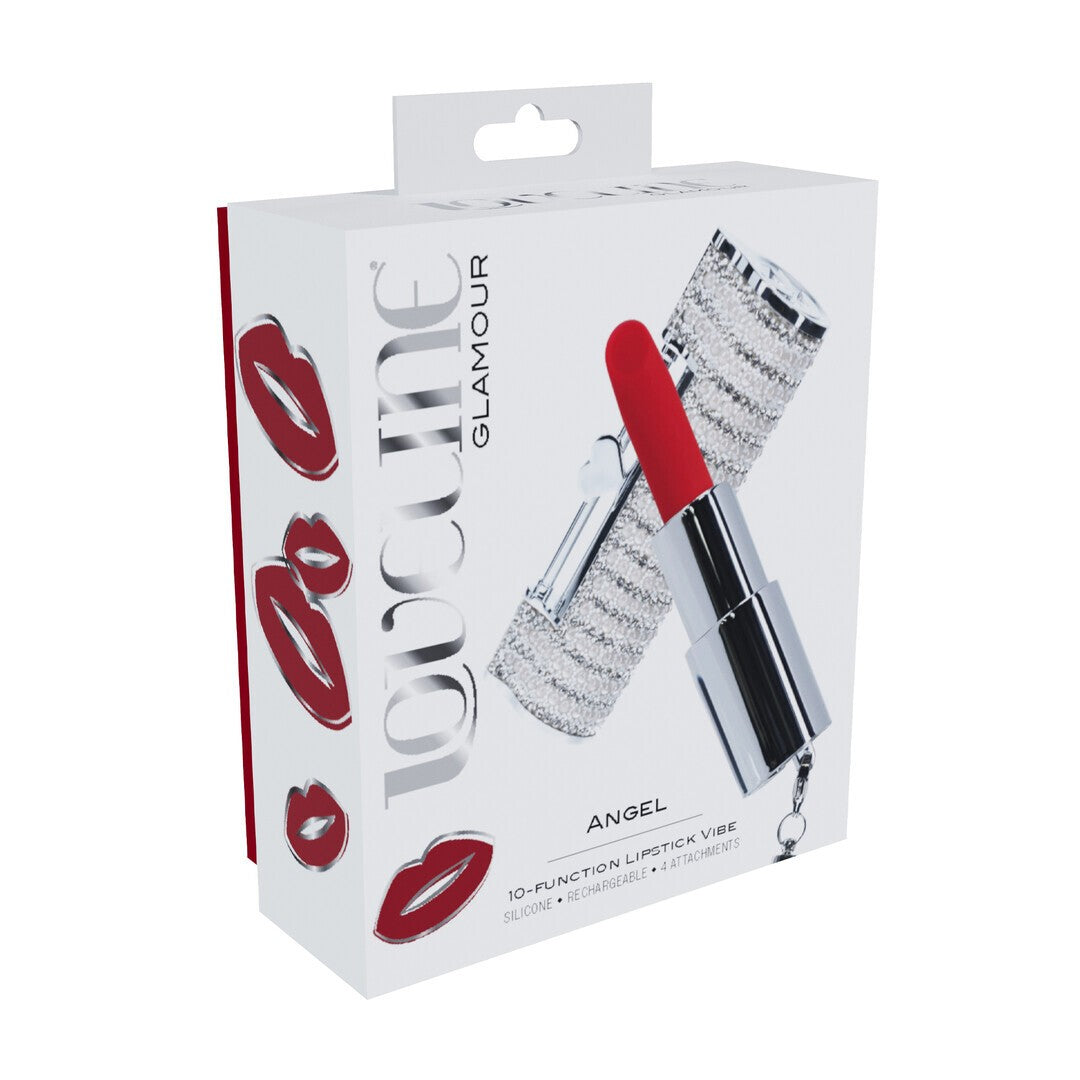LOVELINE ANGEL LIPSTICK VIBRATOR WITH 4 ATTACHMENTS CLEAR 
