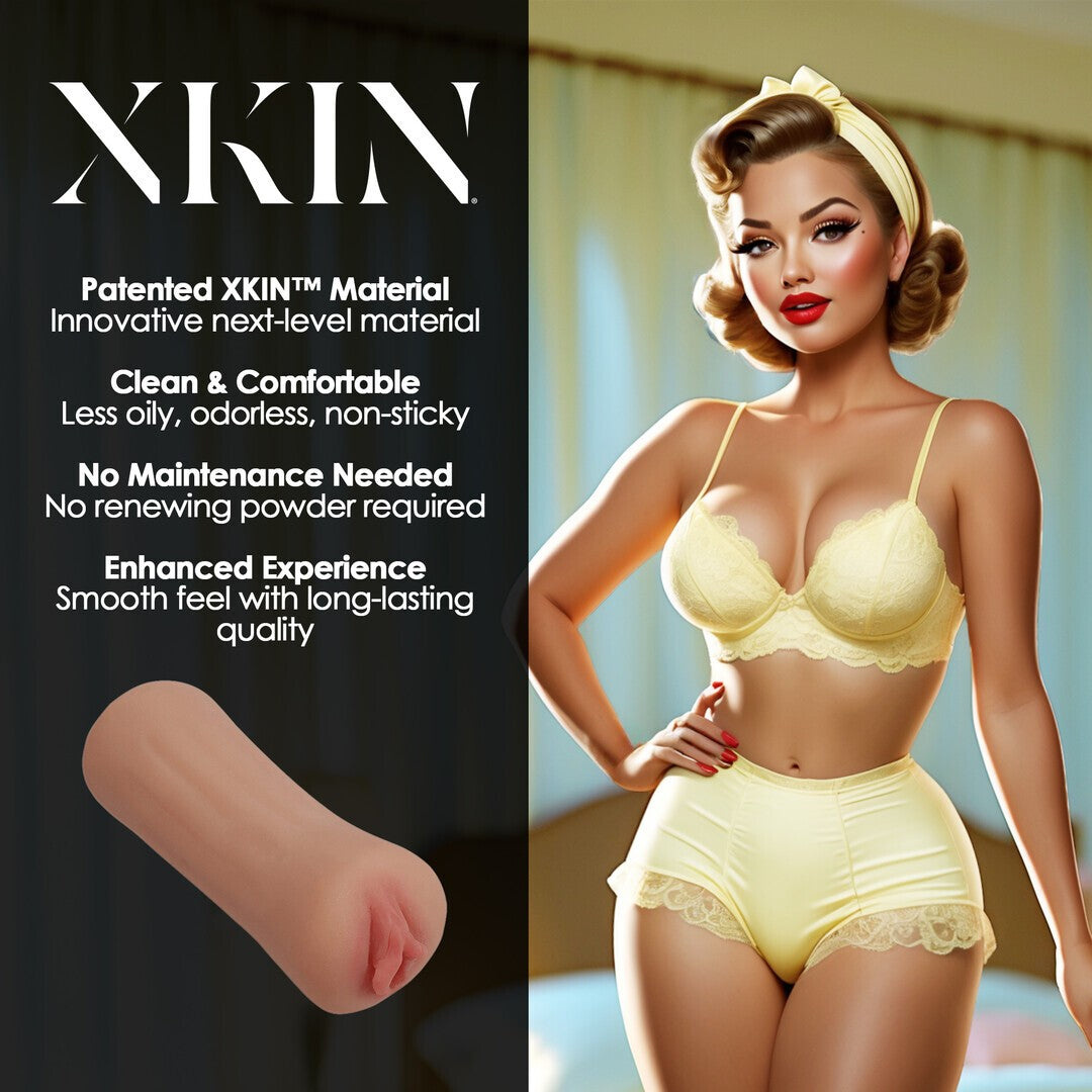 XKIN PINUP DOLLS SLUMBER PARTY SLUT BETTIE BLOWKISS TPE SMALL MASTURBATOR 127G TAN