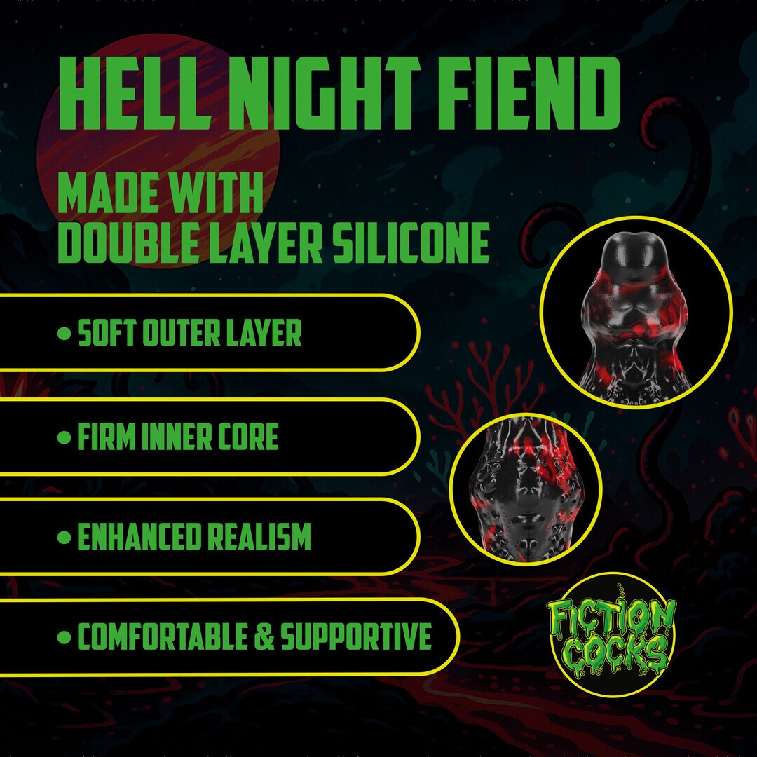 DILDO MONSTER EM SILICONE HELL NIGHT FIEND VERMELHO/PRETO OUCH!