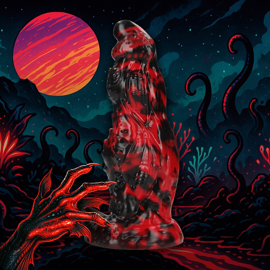 DILDO MONSTER DE SILICONA HELL NIGHT FIEND ROJO/NEGRO OUCH!