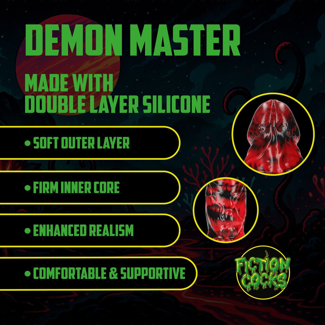 DILDO MONSTER EM SILICONE DEMON MASTER VERMELHO/PRETO OUCH!