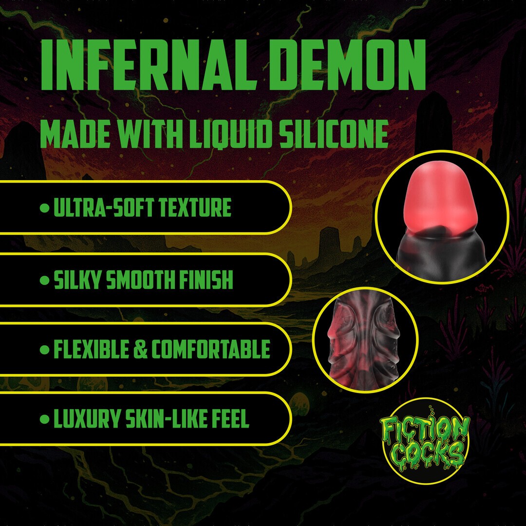 DILDO MONSTER EM SILICONE INFERNAL DEMON VERMELHO/PRETO OUCH!