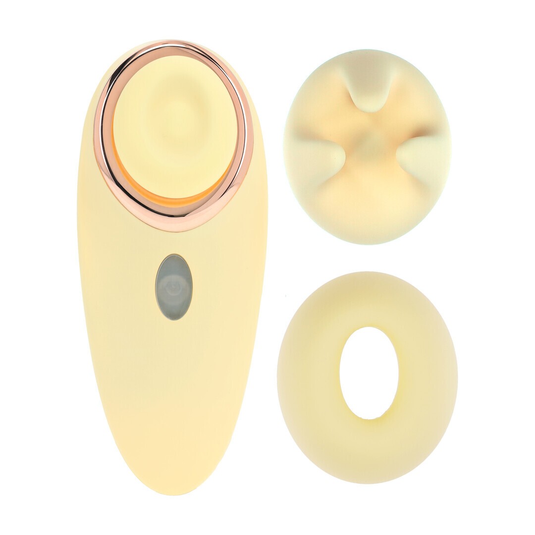 LOVELINE AURIE AIRTAP VIBRATOR WITH TWO HEAD ATTACHMENTS YELLOW 