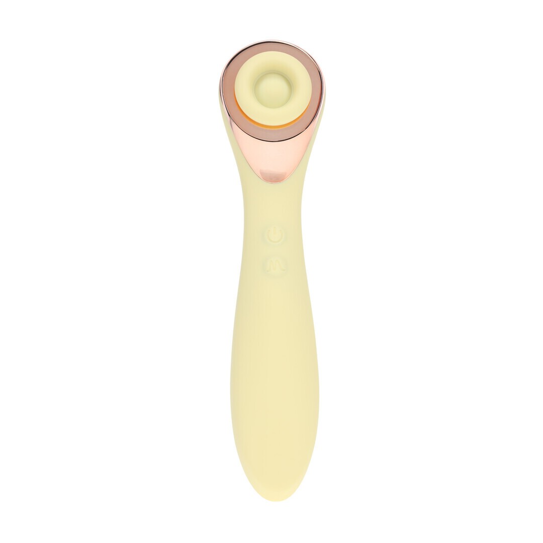 LOVELINE DARLING AIRTAP WAND VIBRATOR WITH FIVE HEAD ATTACHMENTS YELLOW