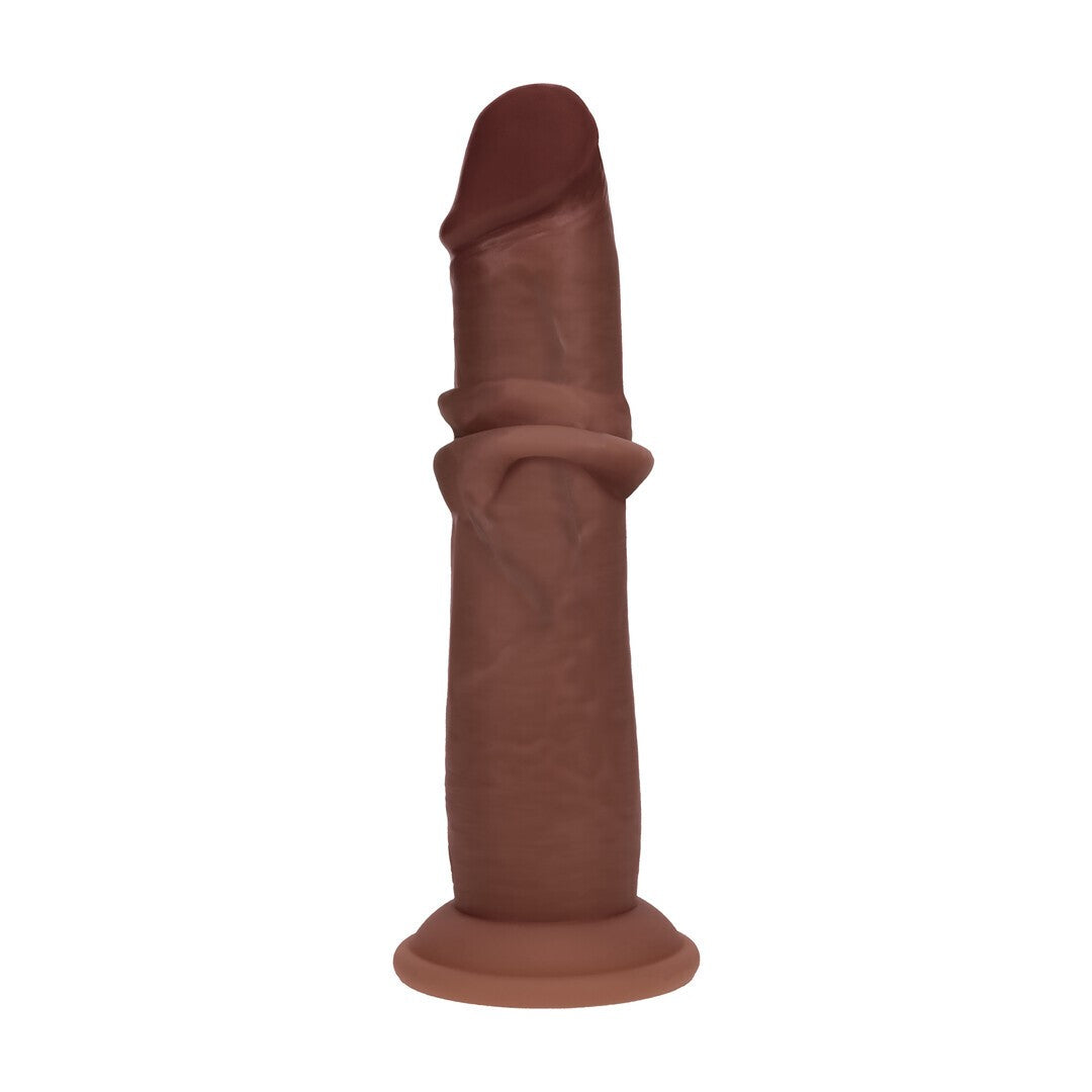 DILDO REALÍSTICO DUAL DENSITY SILICONE SLIDING SKIN 6 /15.5 CM BROWN REALROCK