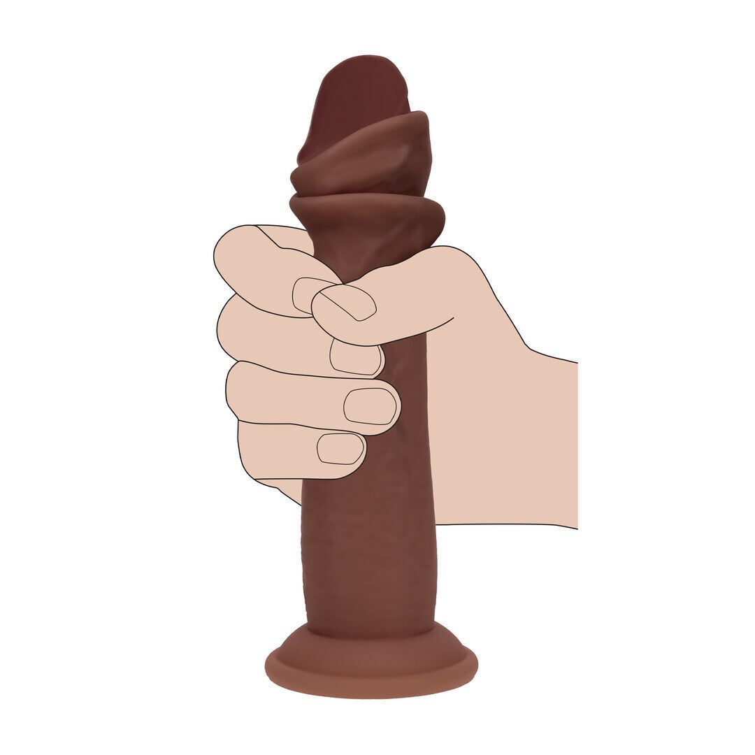 DILDO REALÍSTICO DUAL DENSITY SILICONE SLIDING SKIN 7 /18.5 CM BROWN REALROCK