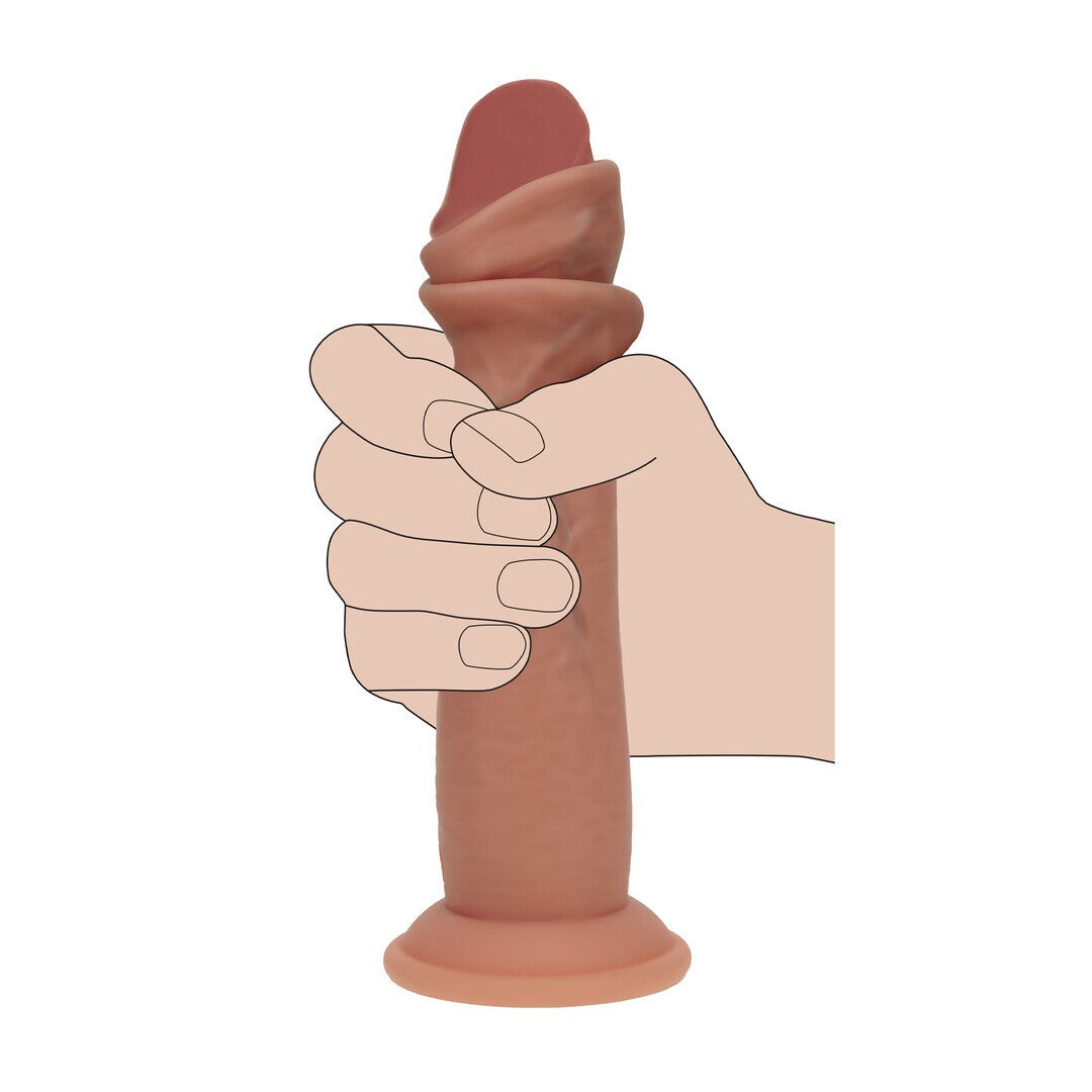 REALROCK DUAL DENSITY SILICONE REALISTIC SLIDING SKIN DILDO 7 /18.5 CM TAN