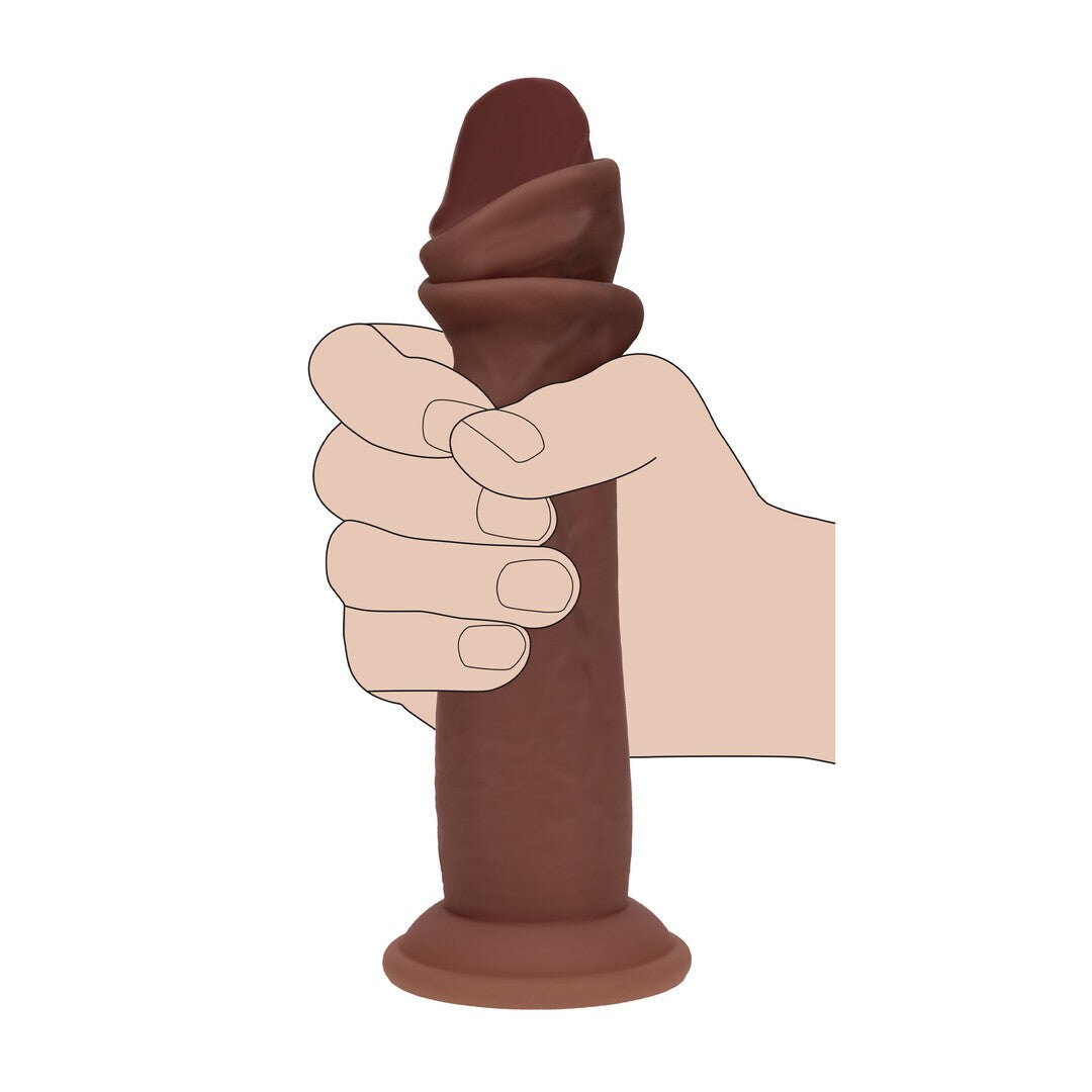 REALROCK DUAL DENSITY SILICONE REALISTIC SLIDING SKIN DILDO 8 /20.5 CM BROWN 