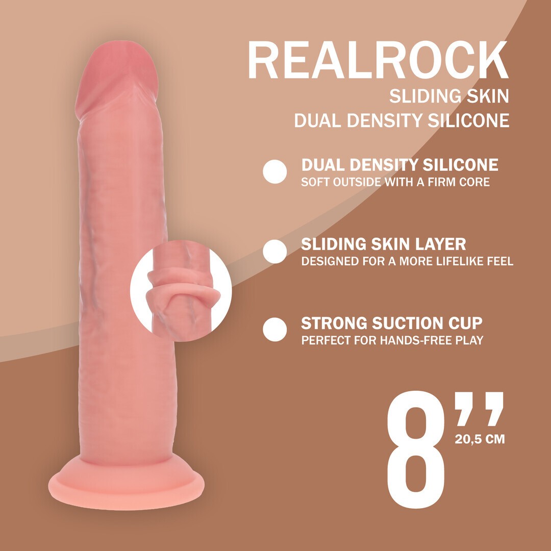 DILDO REALÍSTICO DUAL DENSITY SILICONE SLIDING SKIN 8 /20.5 CM FLESH REALROCK