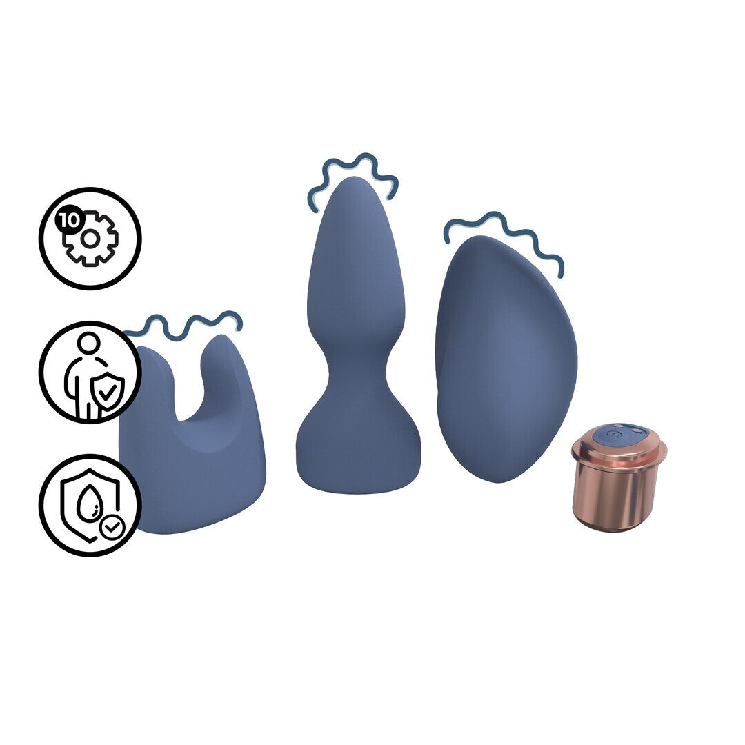 LOVELINE INTERCHANGEABLE VIBRATOR KIT BLUE/GREY