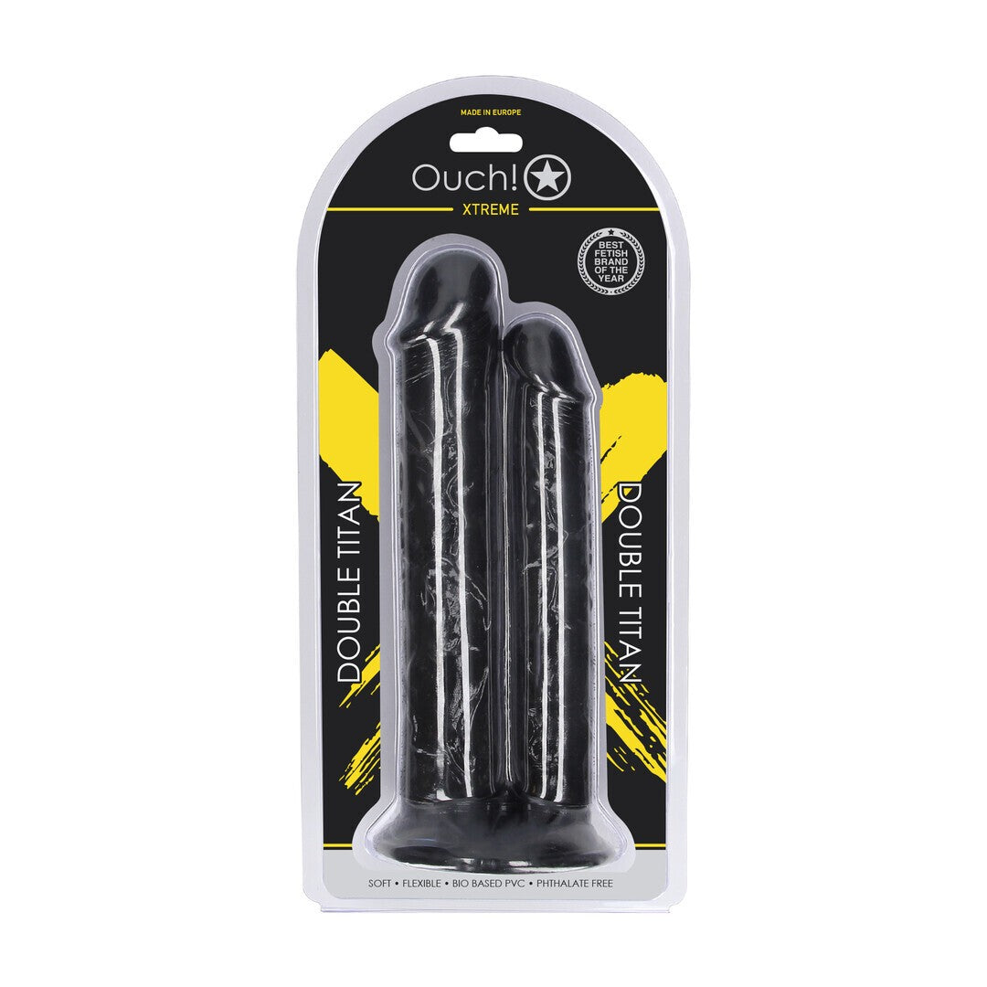 DILDO DUPLO DOUBLE TITAN 24.5 CM PRETO - Lust Sexshop