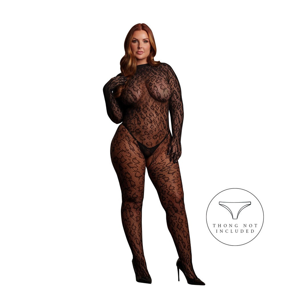 LE DÉSIR ROXY LEOPARD OPEN KNIT BODYSTOCKING QUEEN SIZE