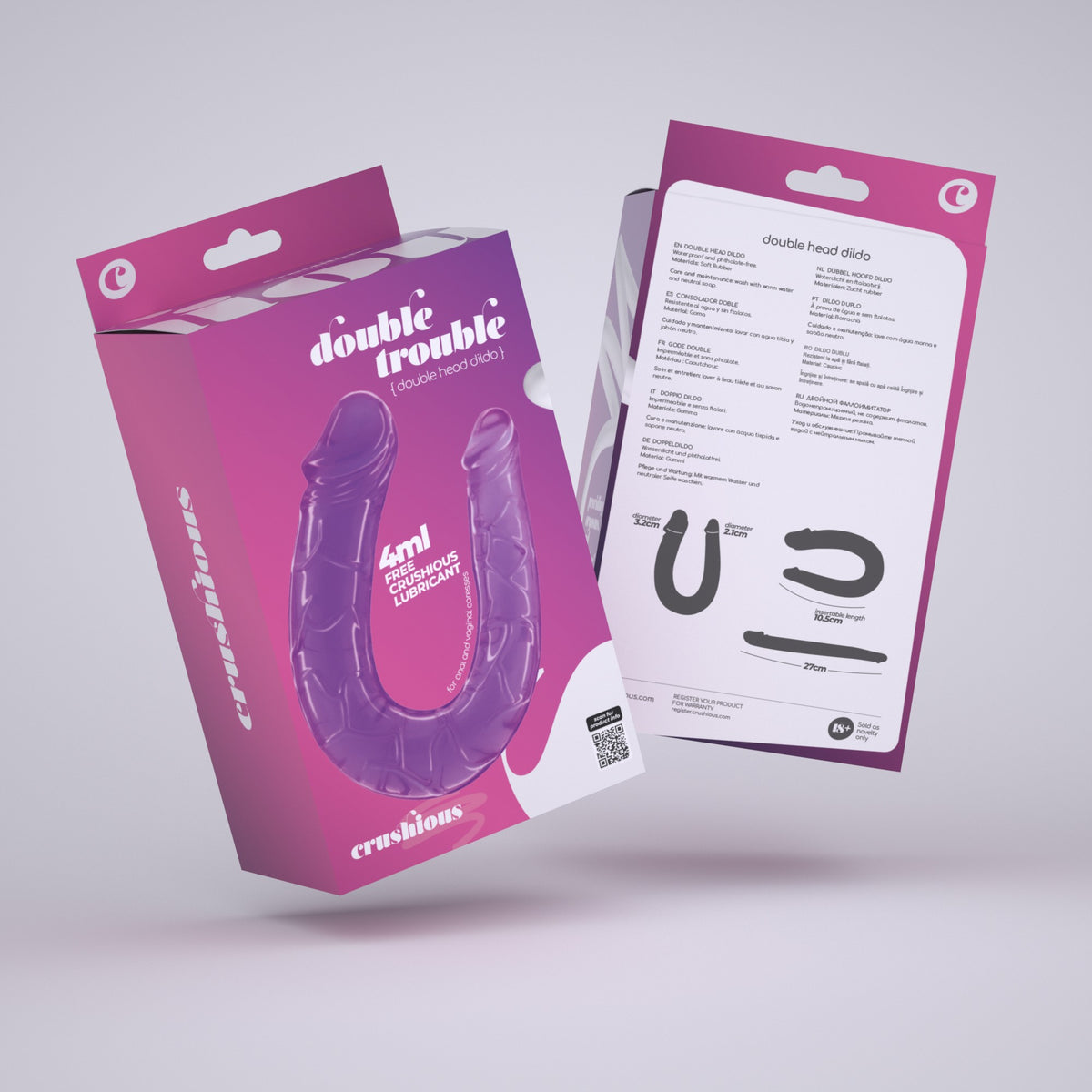 DILDO DUPLO DOUBLE TROUBLE CRUSHIOUS ROXO - Lust Sexshop