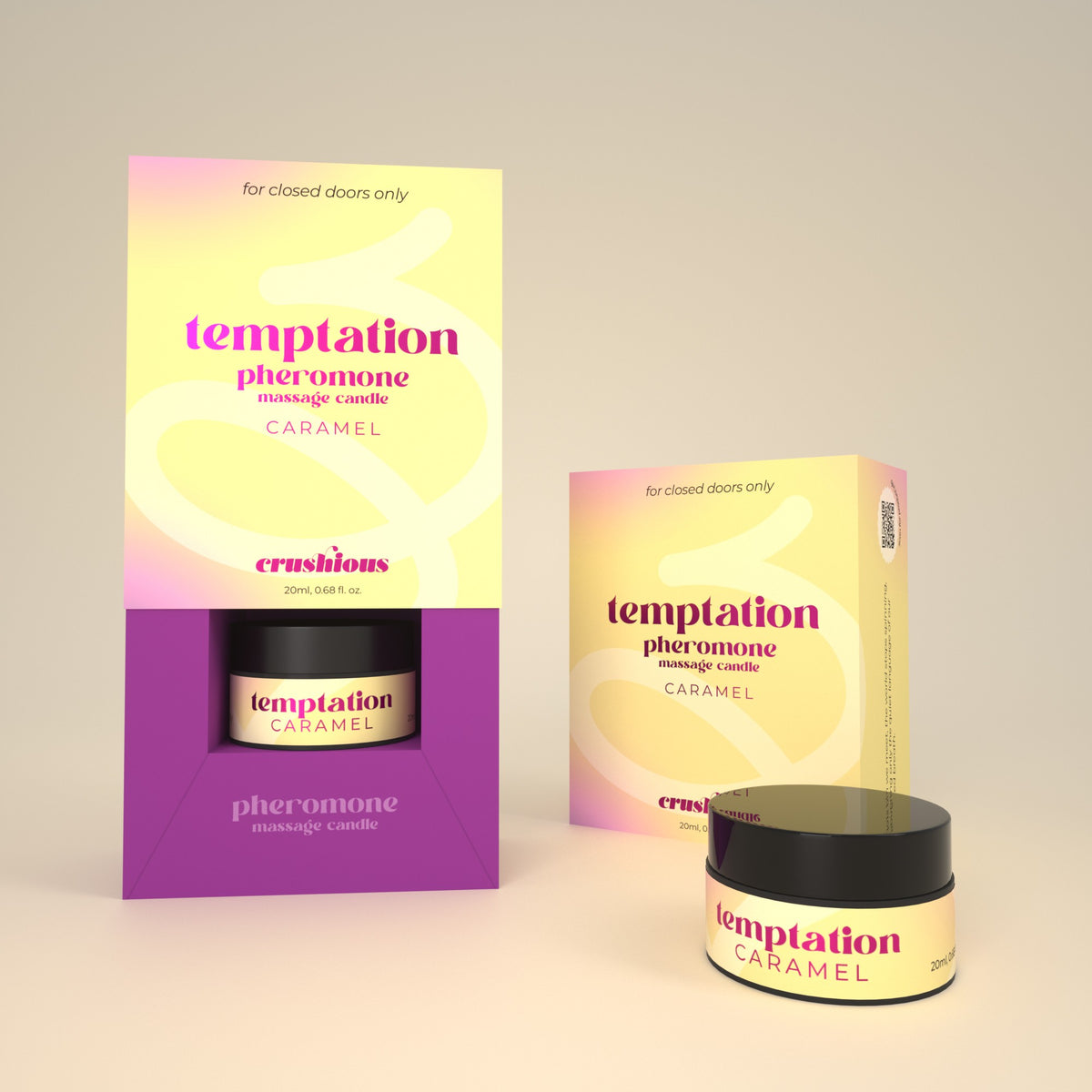 CRUSHIOUS TEMPTATION MASSAGE CANDLE WITH PHEROMONES AND TOFFEE CARAMEL AROMA 20ML