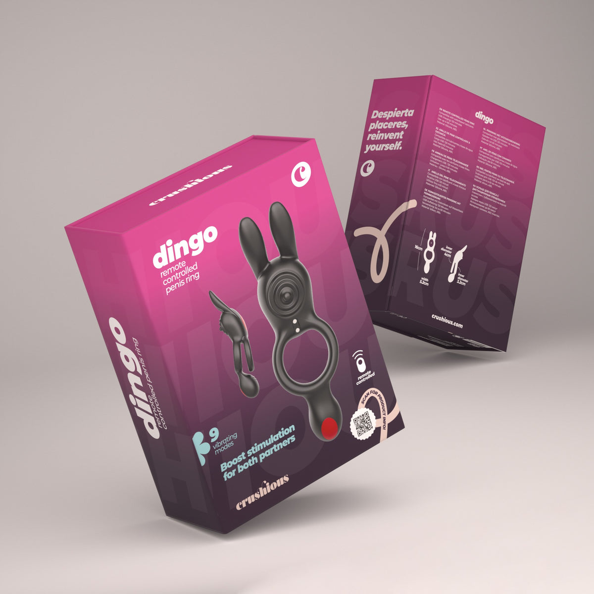 ANEL DUPLO VIBRATÓRIO COM COMANDO DINGO CRUSHIOUS - Lust Sexshop
