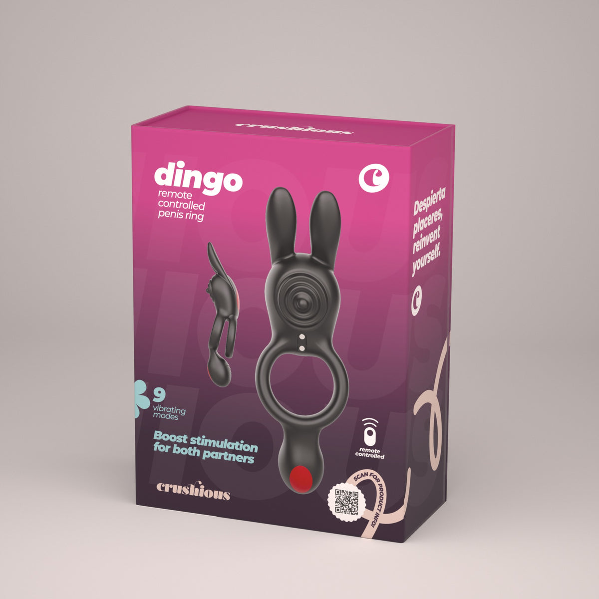 ANEL DUPLO VIBRATÓRIO COM COMANDO DINGO CRUSHIOUS - Lust Sexshop