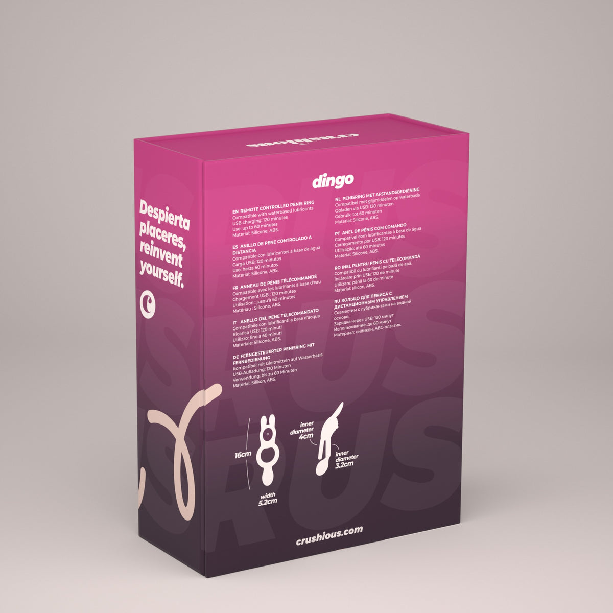 ANEL DUPLO VIBRATÓRIO COM COMANDO DINGO CRUSHIOUS - Lust Sexshop