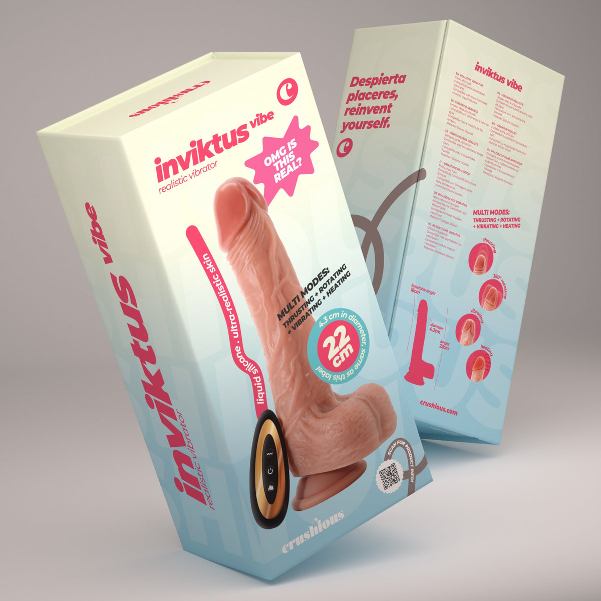 CRUSHIOUS INVIKTUS VIBE 8,5 LIQUID SILICONE VIBRATOR FLESH