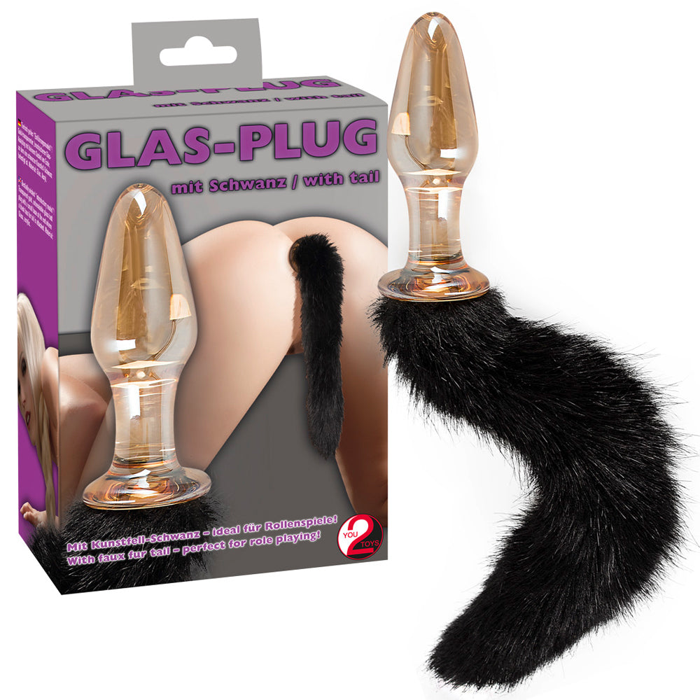 PLUG ANAL EM VIDRO COM CAUDA PRETA - Lust Sexshop