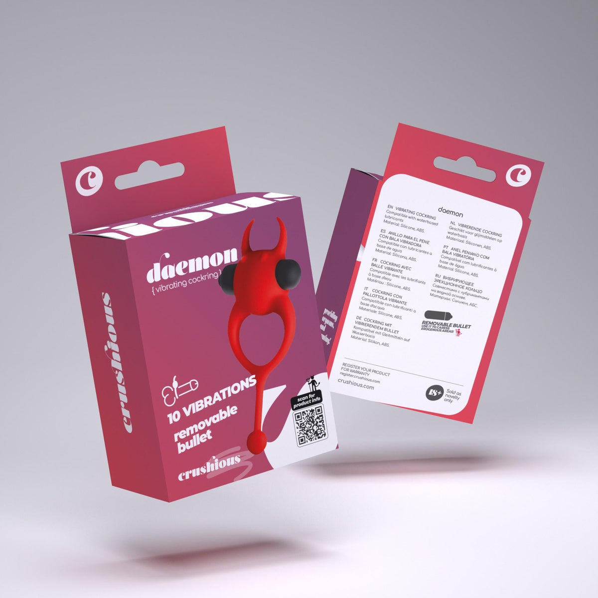 DAEMON ANEL PARA O PÉNIS COM VIBRAÇÃO VERMELHO CRUSHIOUS