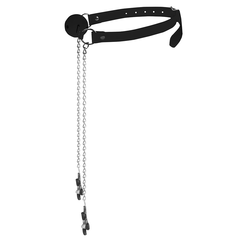 MORDAÇA COM PINÇAS PARA OS MAMILOS OUCH! PRETA - Lust Sexshop