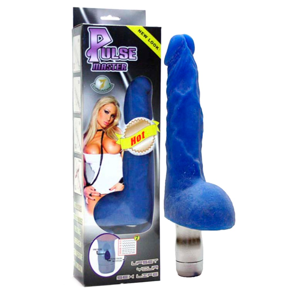 VIBRADOR PULSE MASTER COM LUZ REALISTA AZUL - Lust Sexshop