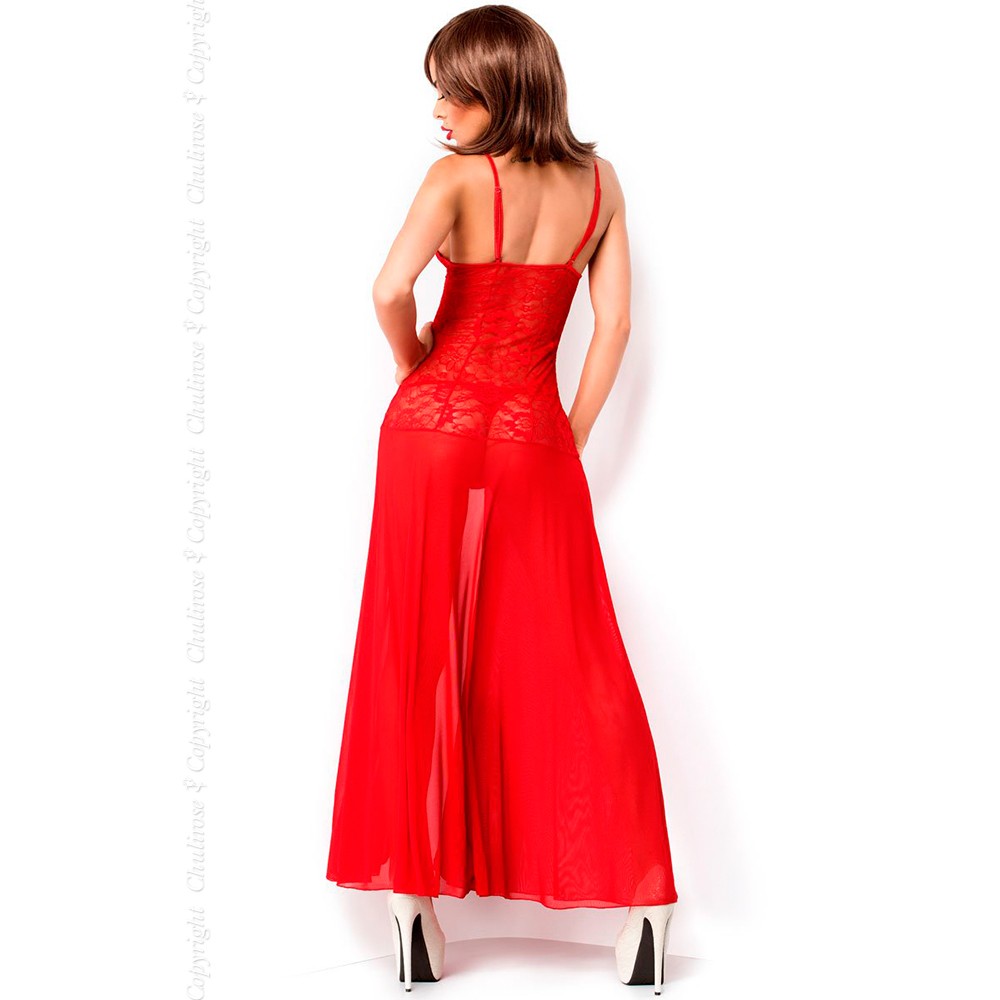 CAMISA DE NOITE E TANGA CR-3471 VERMELHA - Lust Sexshop