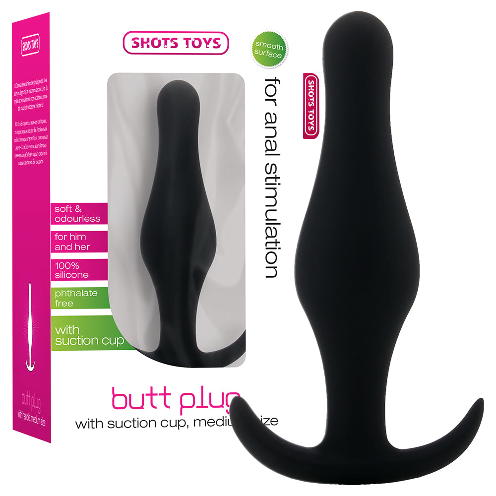 PLUG ANAL BUTT PLUG COM PEGA PRETO MÉDIO - Lust Sexshop