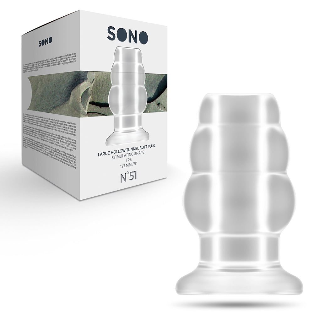 PLUG ANAL LARGE HOLLOW TUNNEL SONO Nº51 TRANSPARENTE - Lust Sexshop