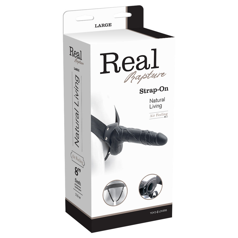 STRAP-ON OCO COM TESTÍCULOS REAL RAPTURE AIR FEELING 8" PRETO - Lust Sexshop