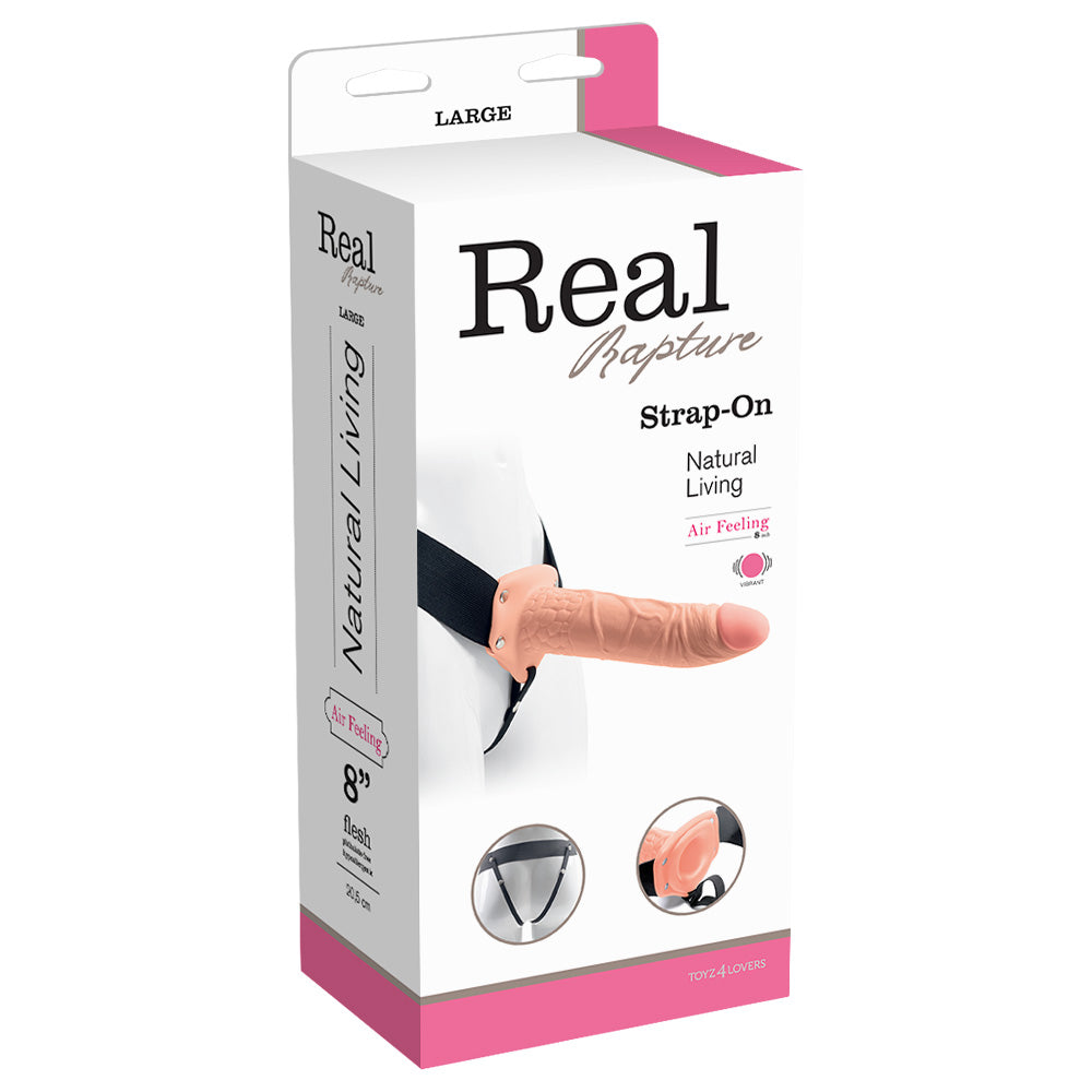 STRAP-ON OCO COM VIBRAÇÃO REAL RAPTURE AIR FEELING 8" BRANCO - Lust Sexshop