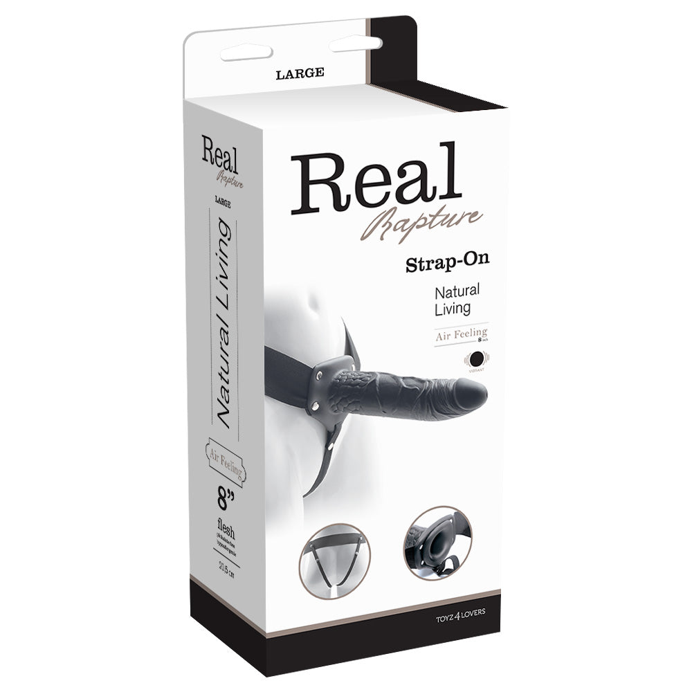STRAP-ON OCO COM VIBRAÇÃO REAL RAPTURE AIR FEELING 8" PRETO - Lust Sexshop