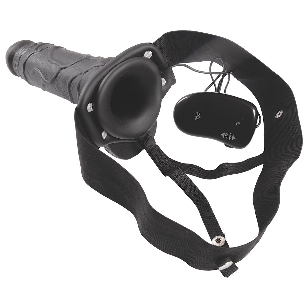 STRAP-ON OCO COM VIBRAÇÃO E TESTÍCULOS REAL RAPTURE AIR FEELING 8" PRETO - Lust Sexshop
