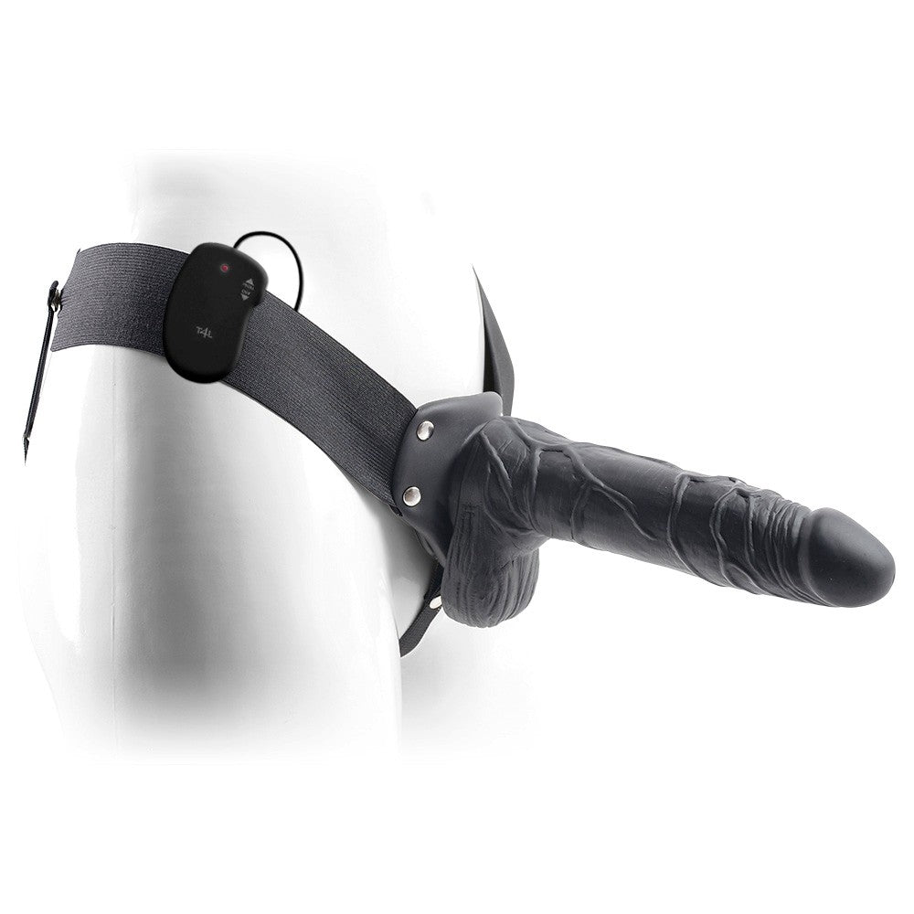 STRAP-ON OCO COM VIBRAÇÃO E TESTÍCULOS REAL RAPTURE AIR FEELING 8" PRETO - Lust Sexshop