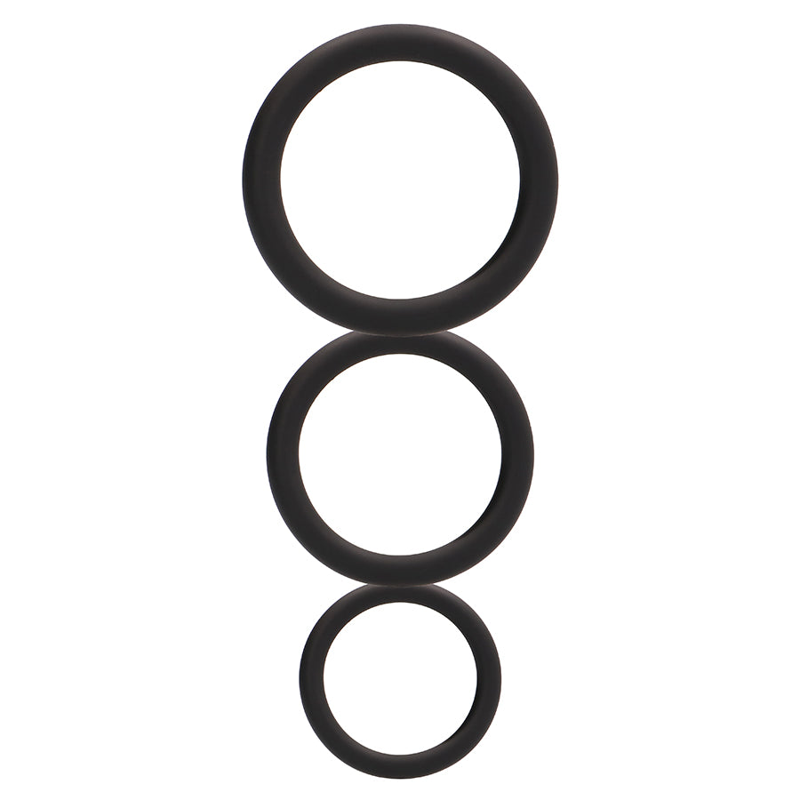 CONJUNTO DE ANÉIS PARA O PÉNIS ROUND COCK RINGS SET PRETOS - Lust Sexshop