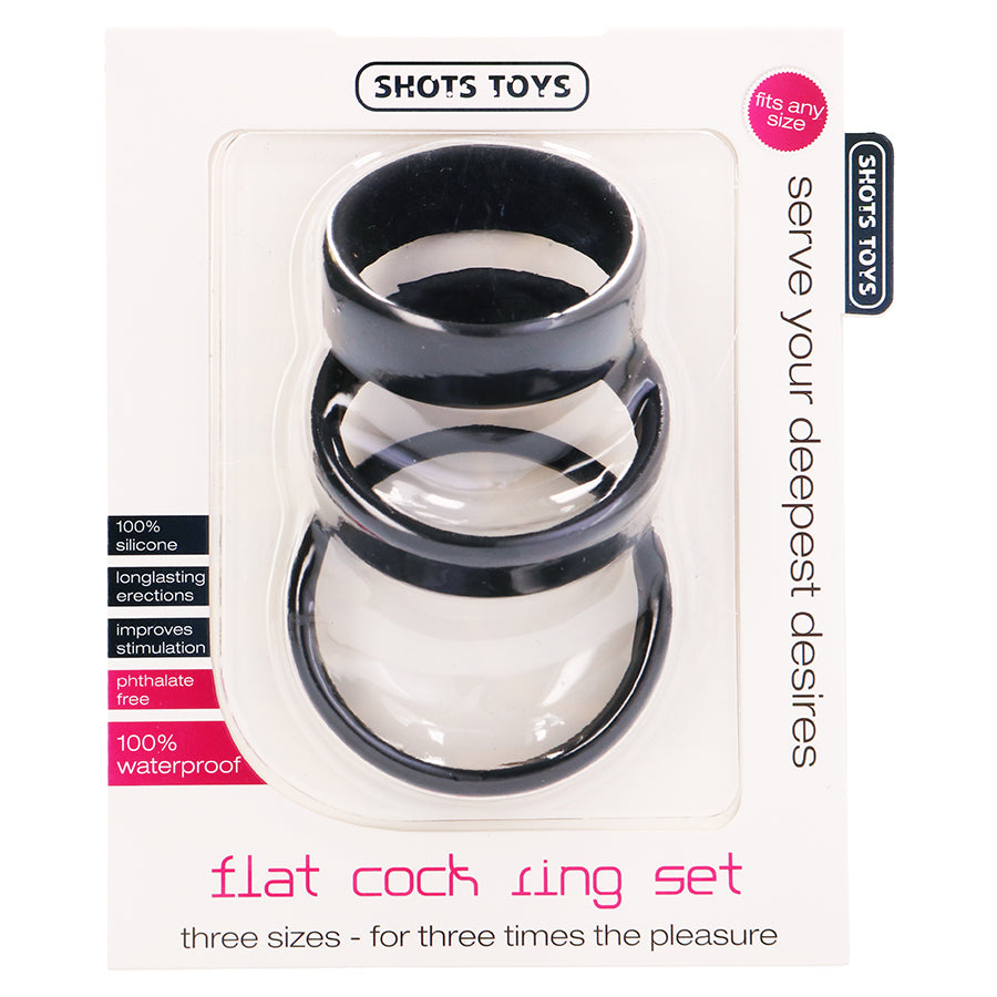 CONJUNTO DE ANÉIS PARA O PÉNIS FLAT COCK RINGS SET PRETOS - Lust Sexshop