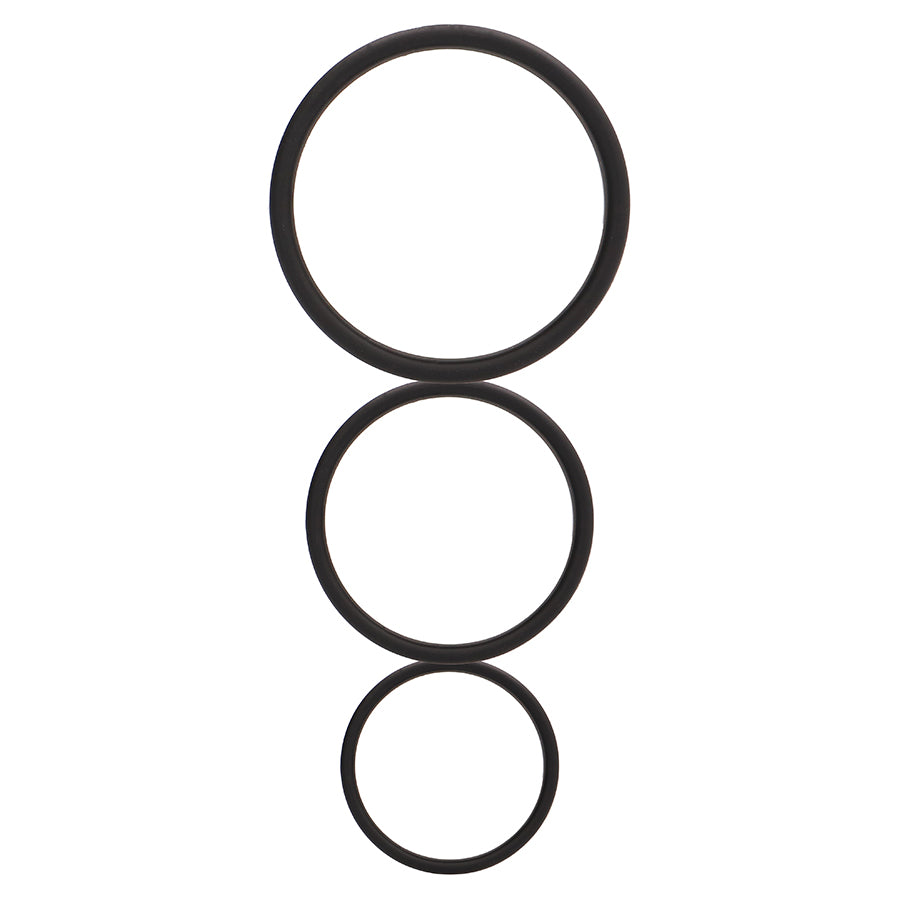 CONJUNTO DE ANÉIS PARA O PÉNIS FLAT COCK RINGS SET PRETOS - Lust Sexshop