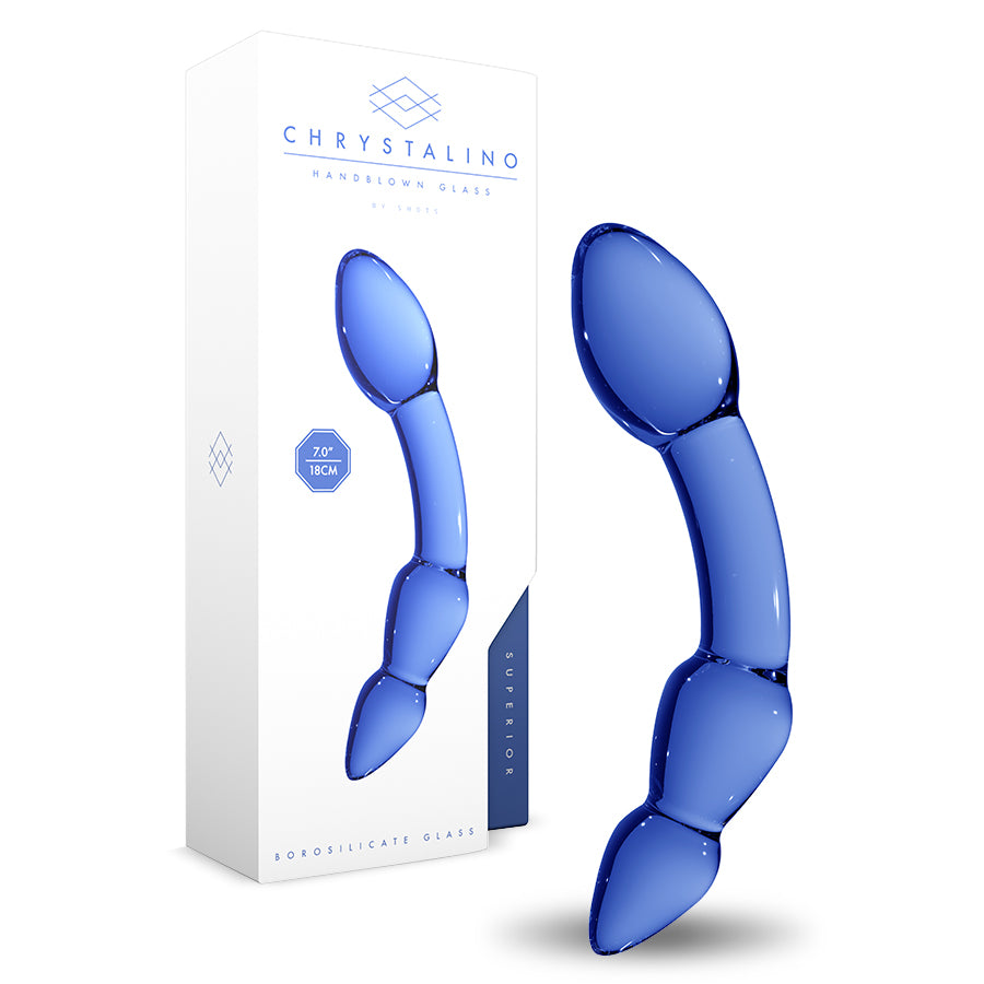 DILDO EM VIDRO SUPERIOR CHRYSTALINO AZUL - Lust Sexshop