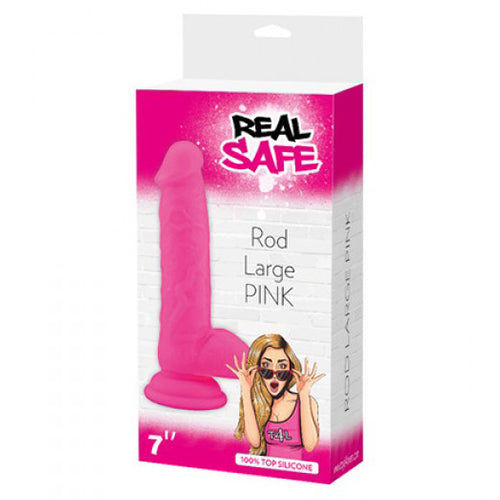 DILDO EM SILICONE REAL SAFE ROD LARGE ROSA - Lust Sexshop