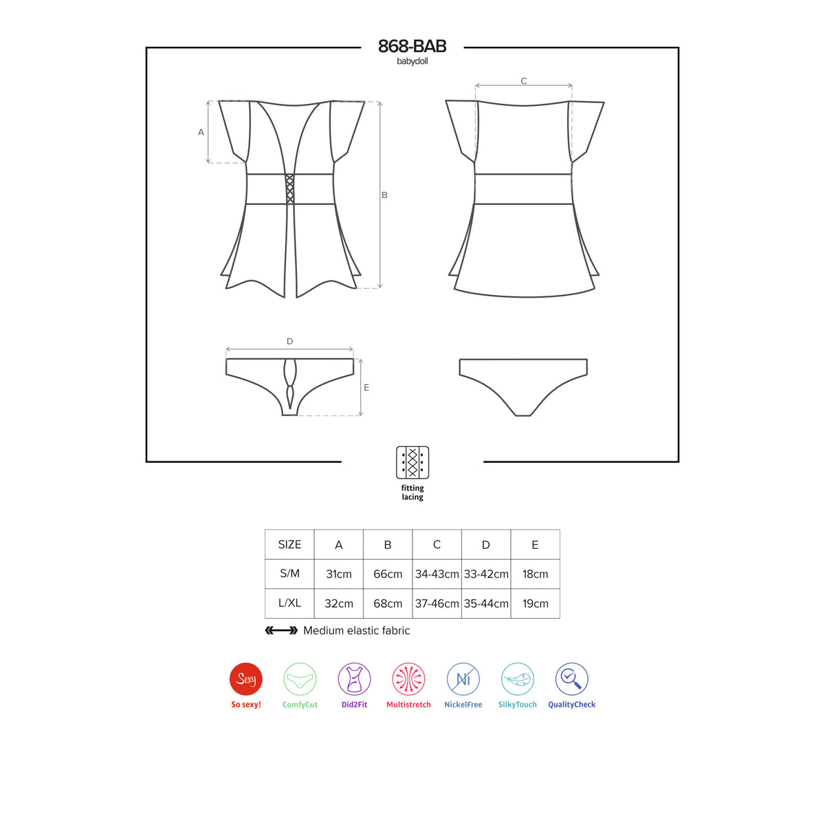 CAMISA DE NOITE E TANGA 868-BAB OBSESSIVE - Lust Sexshop