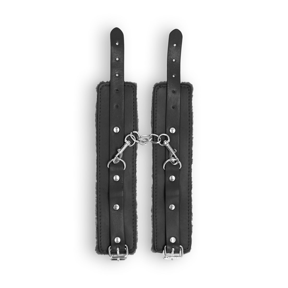 ALGEMAS OUCH! PLUSH LEATHER WRIST CUFFS PRETAS - Lust Sexshop