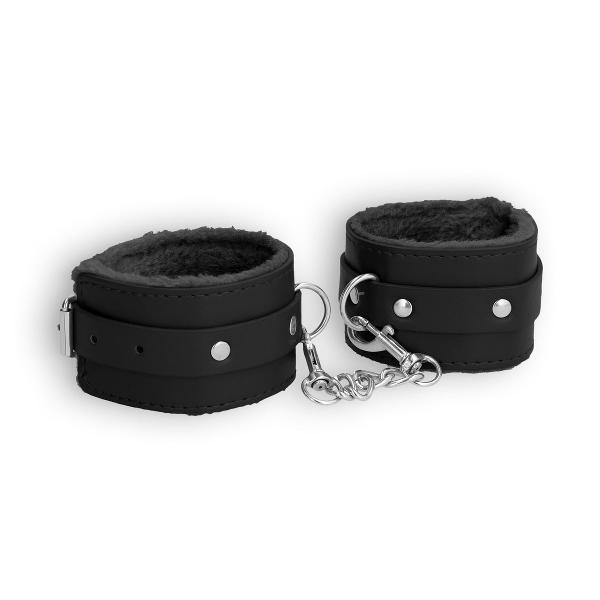 ALGEMAS OUCH! PLUSH LEATHER WRIST CUFFS PRETAS - Lust Sexshop