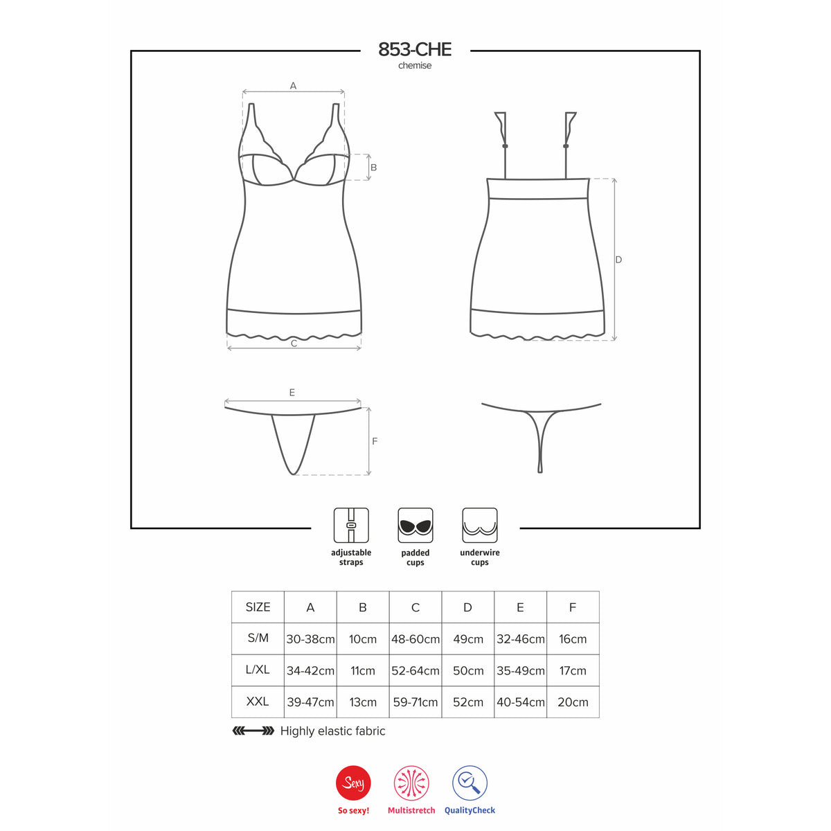 CAMISA DE NOITE E TANGA 853-CHE OBSESSIVE VERMELHA - Lust Sexshop