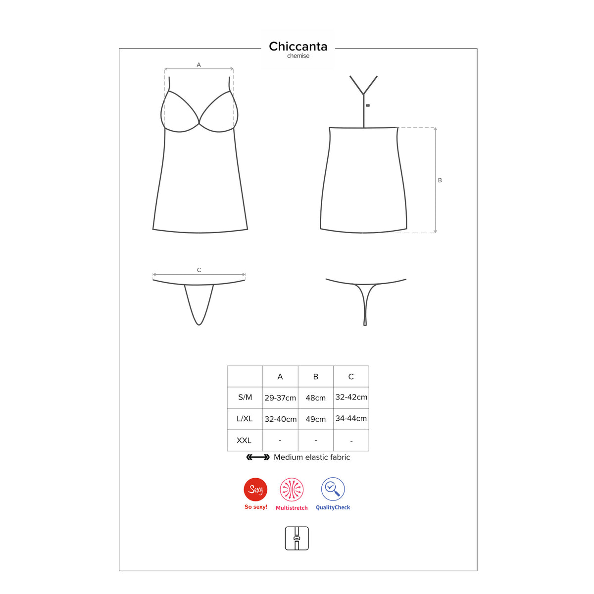 CAMISA DE NOITE E TANGA CHICCANTA OBSESSIVE PRETA - Lust Sexshop