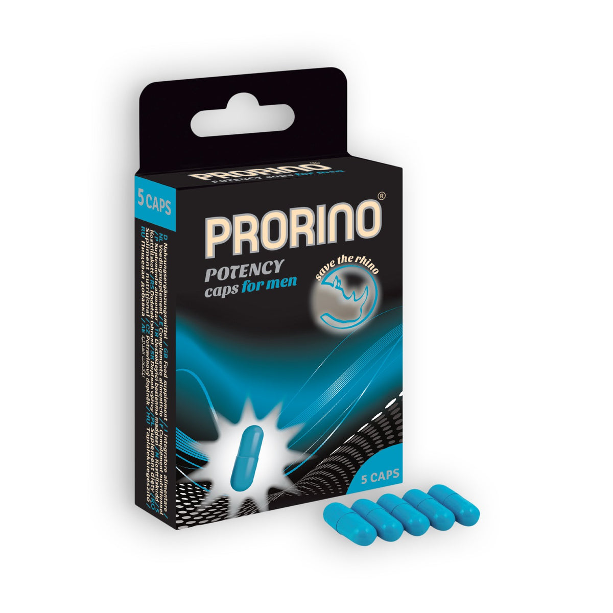 CÁPSULAS ESTIMULANTES PRORINO POTENCY CAPS PARA HOMEM 5 CÁPSULAS - Lust Sexshop